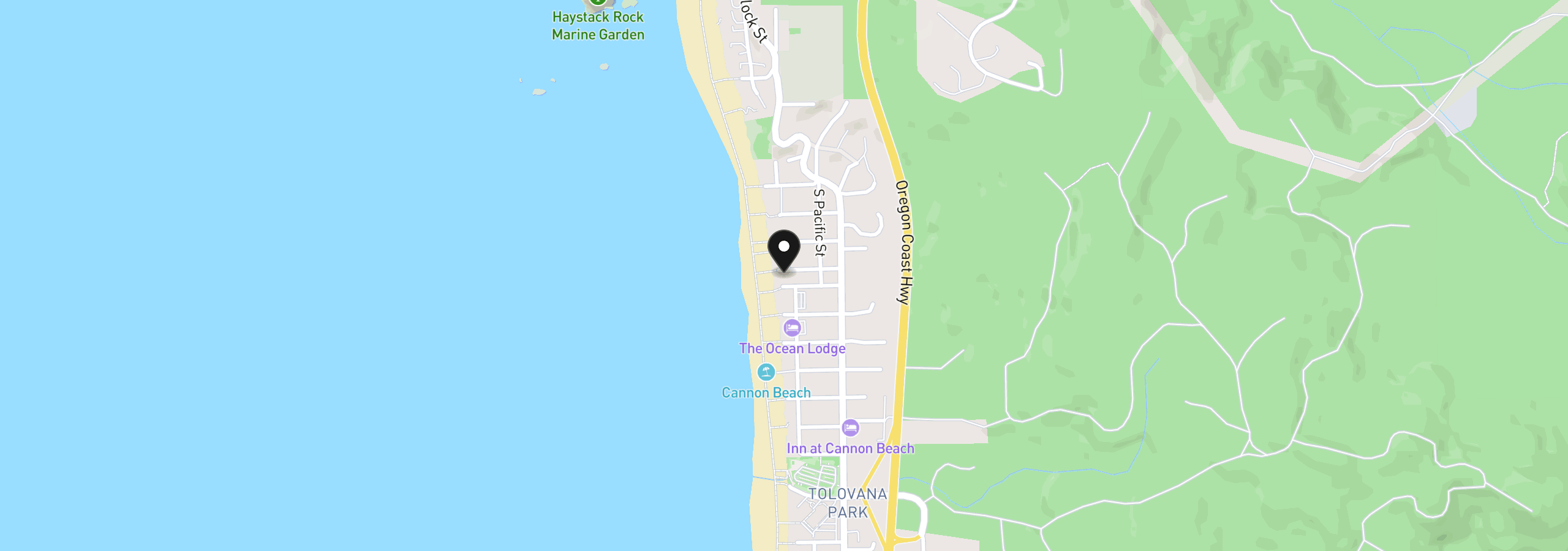 Map showing the location of W Nebesna, Cannon Beach, OR 97110