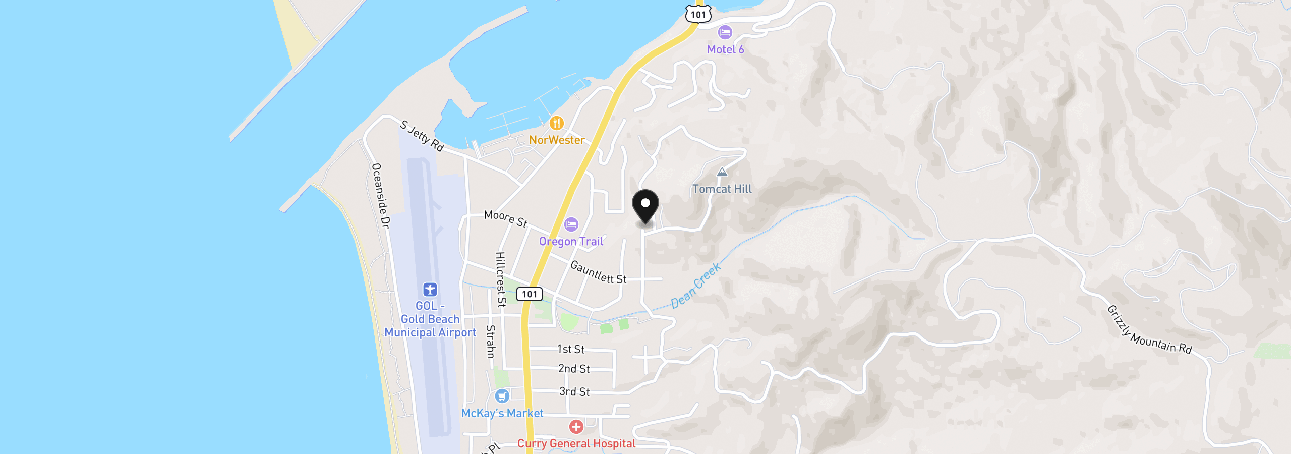 Map showing the location of 29830 Hound Dog Rd, Gold Beach, OR 97444