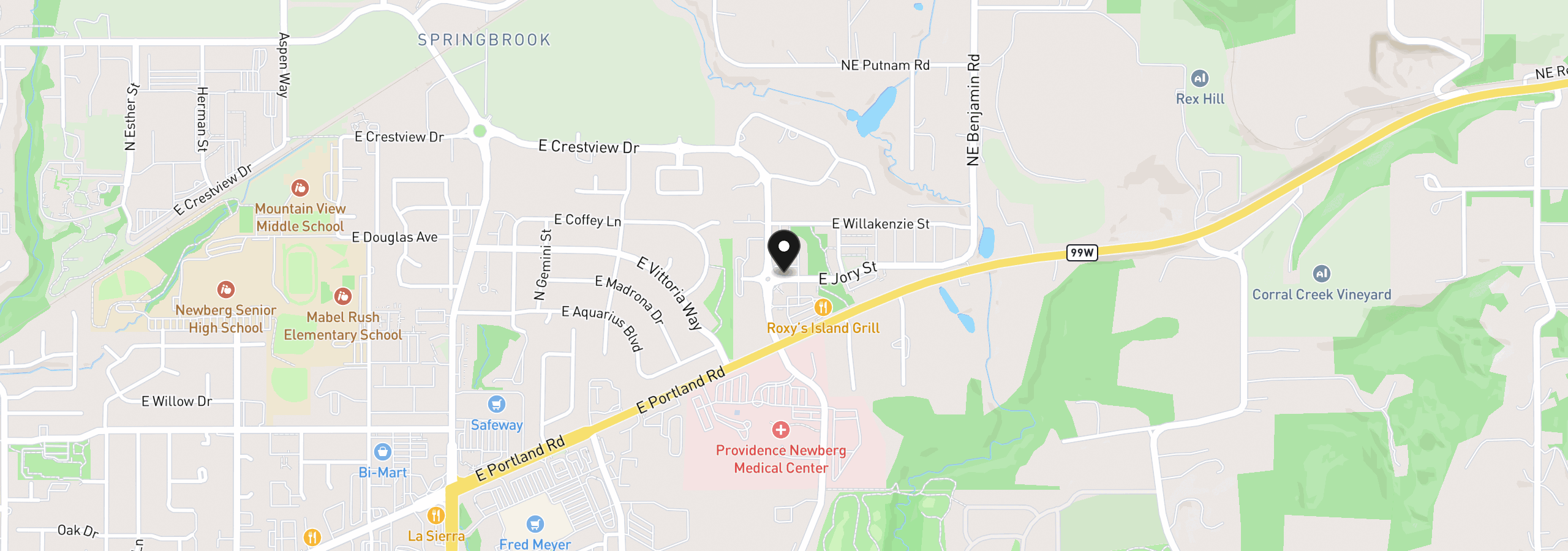 Map showing the location of 4124 E Labish Ln, Newberg, OR 97132