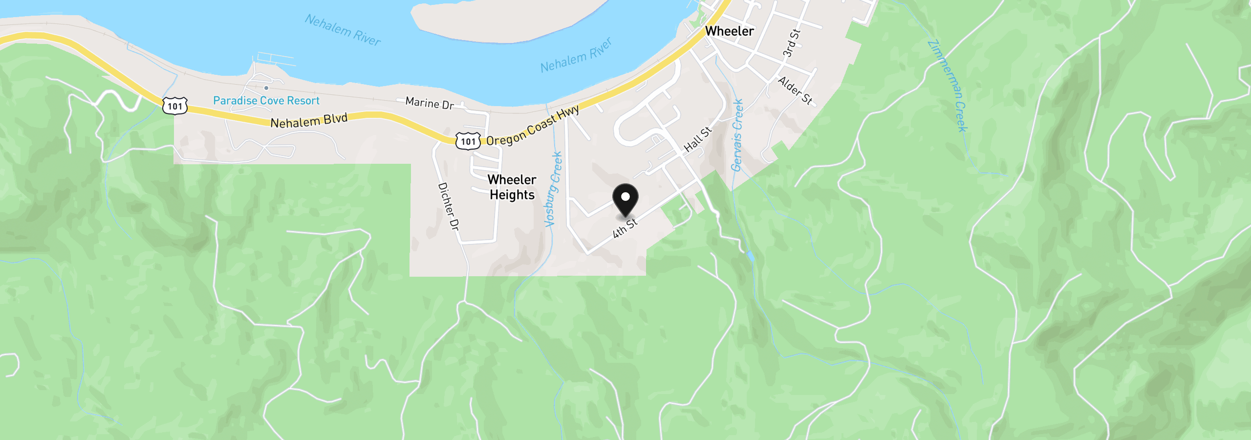 Map showing the location of Bryant St 602 604, Wheeler, OR 97147