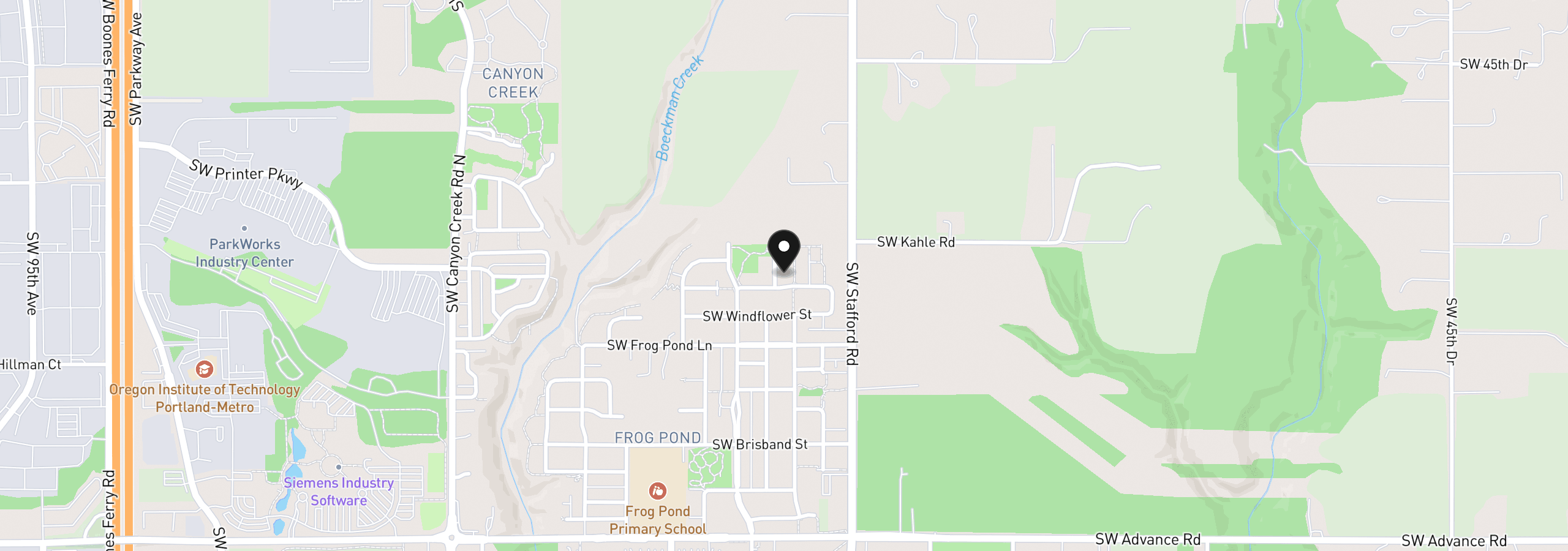 Map showing the location of 27166 SW Wildrye St, Wilsonville, OR 97070