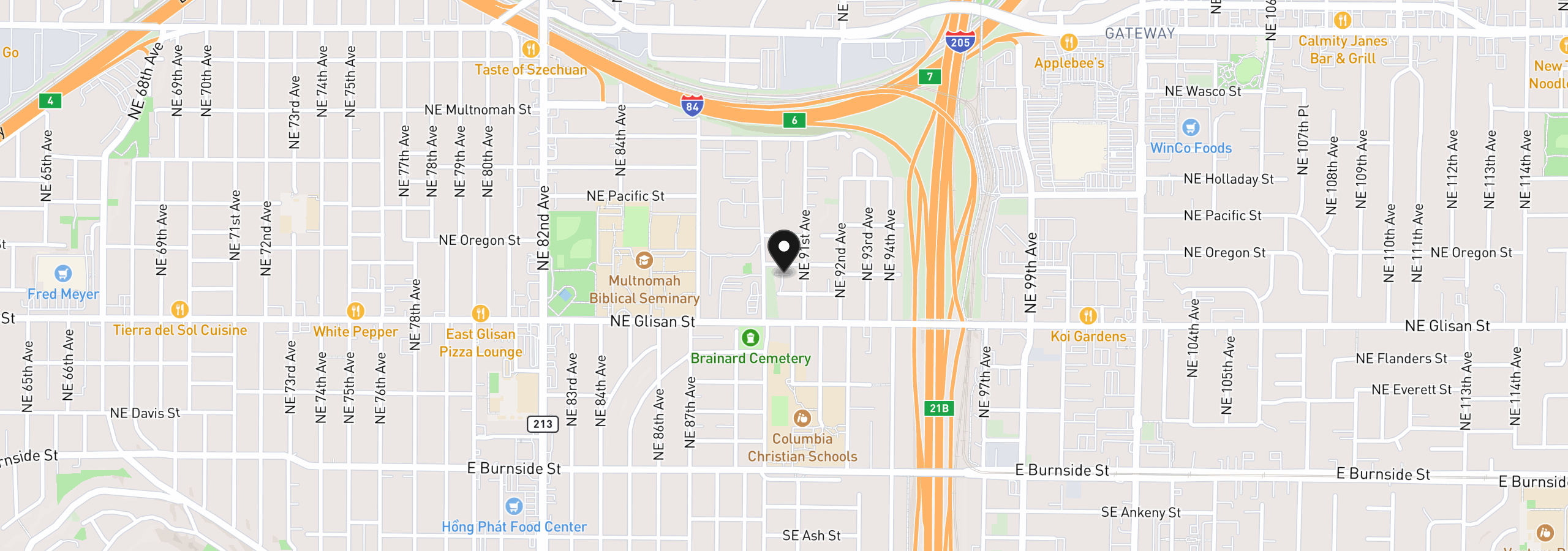 Map showing the location of 9033 NE Hoyt St, Portland, OR 97220