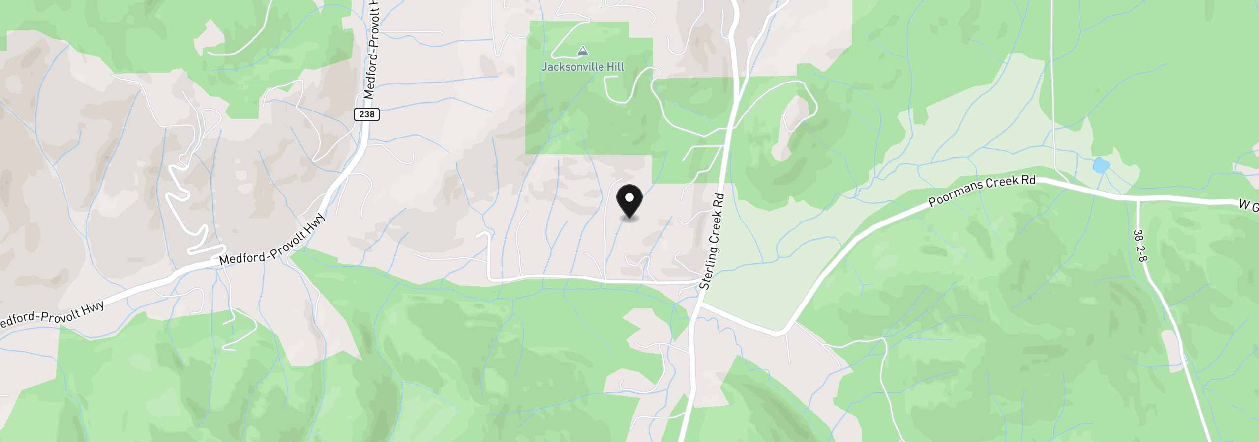 Map showing the location of 1100 Sterling Creek Rd, Jacksonville, OR 97530