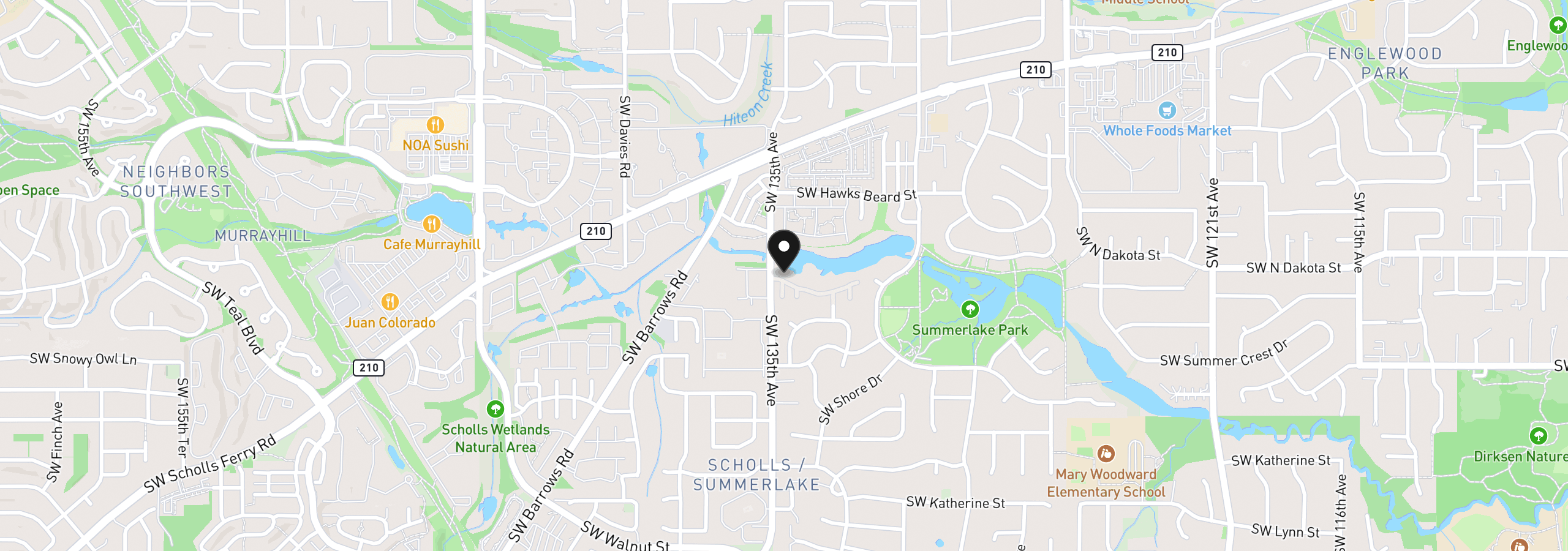 Map showing the location of 13491 SW Summerwood Dr, Portland, OR 97223