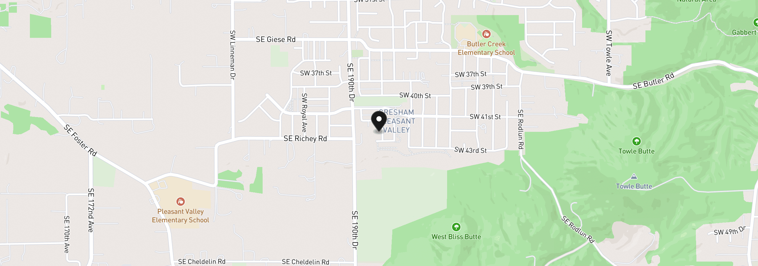 Map showing the location of 4255 SW Redfern Ave, Gresham, OR 97080