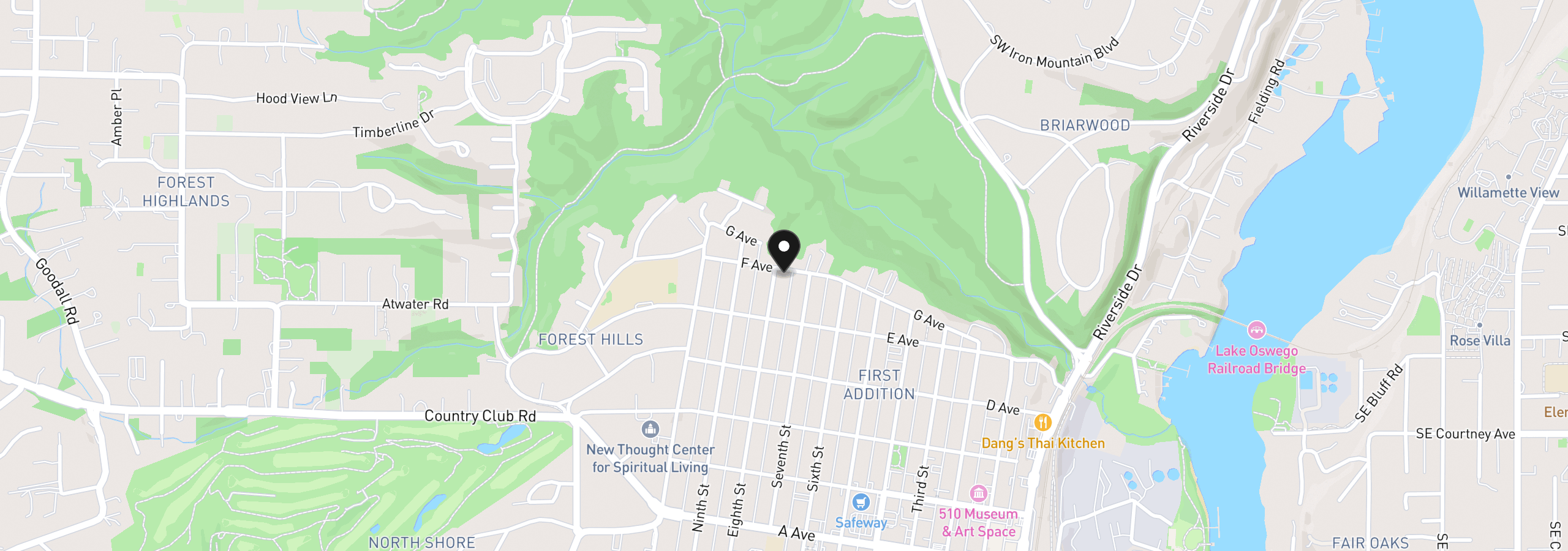Map showing the location of 891 8th St, Lake Oswego, OR 97034