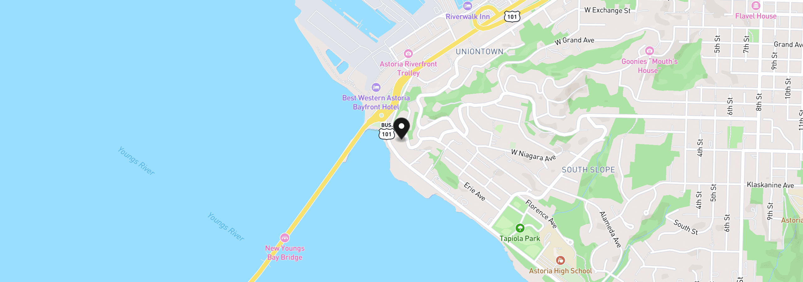 Map showing the location of 608 Florence Ave, Astoria, OR 97103