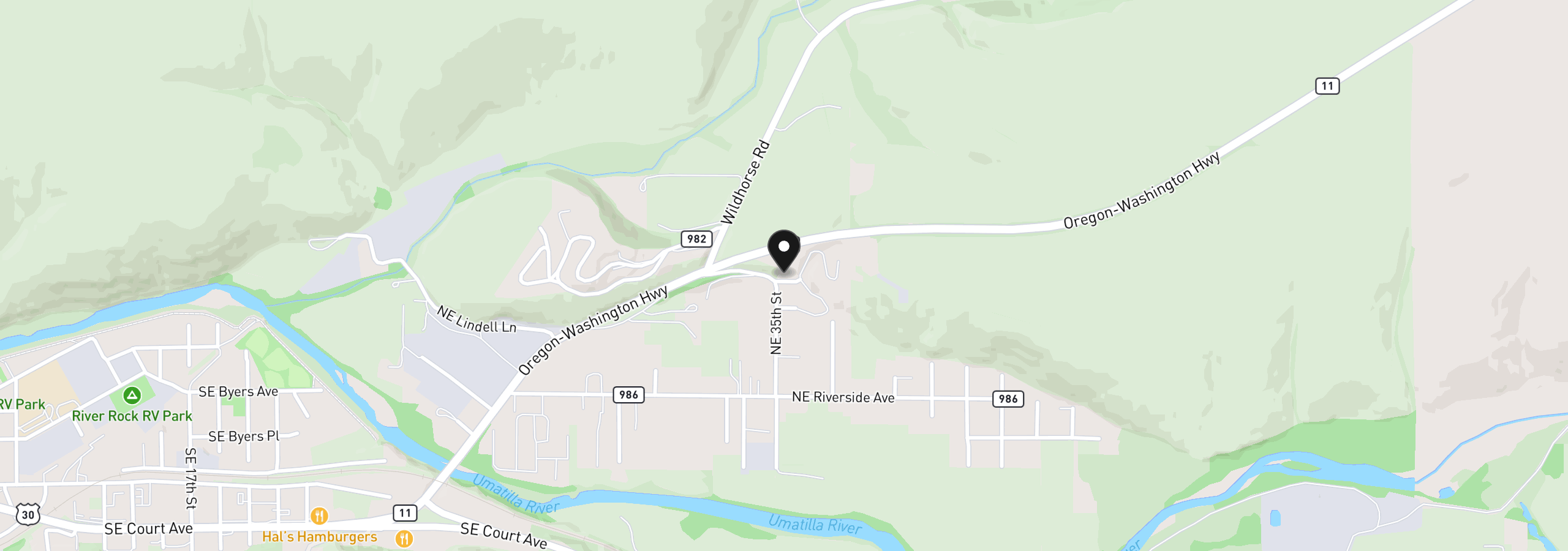 Map showing the location of NE King Pl 600, Pendleton, OR 97801