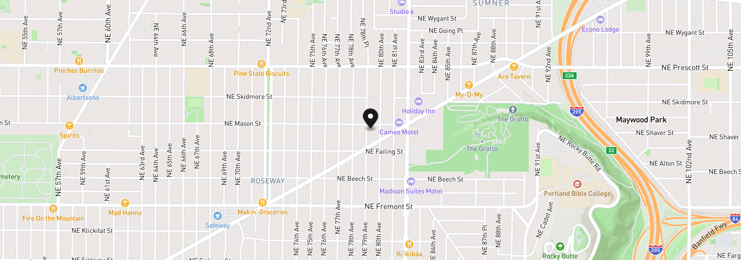 Map showing the location of 4030 NE 79th Ave, Portland, OR 97213