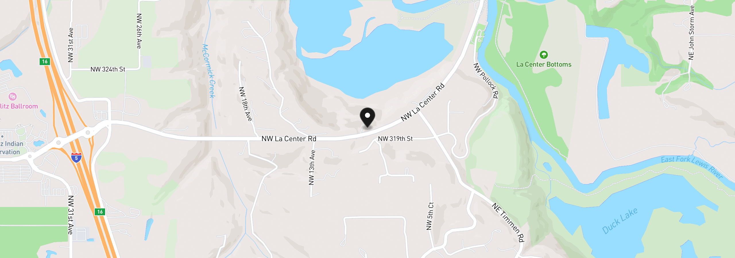 Map showing the location of 32106 NW Lacenter Rd, Ridgefield, Wa 98642