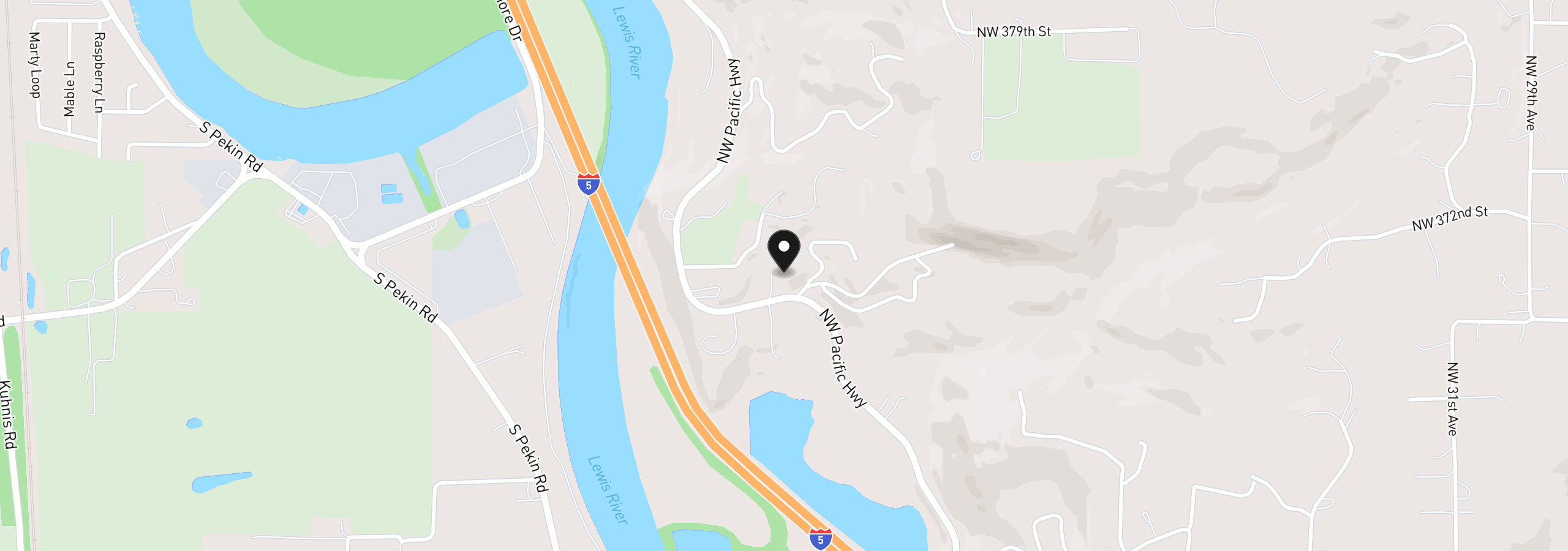Map showing the location of 37001 NW Pacific Hwy, Woodland, Wa 98674