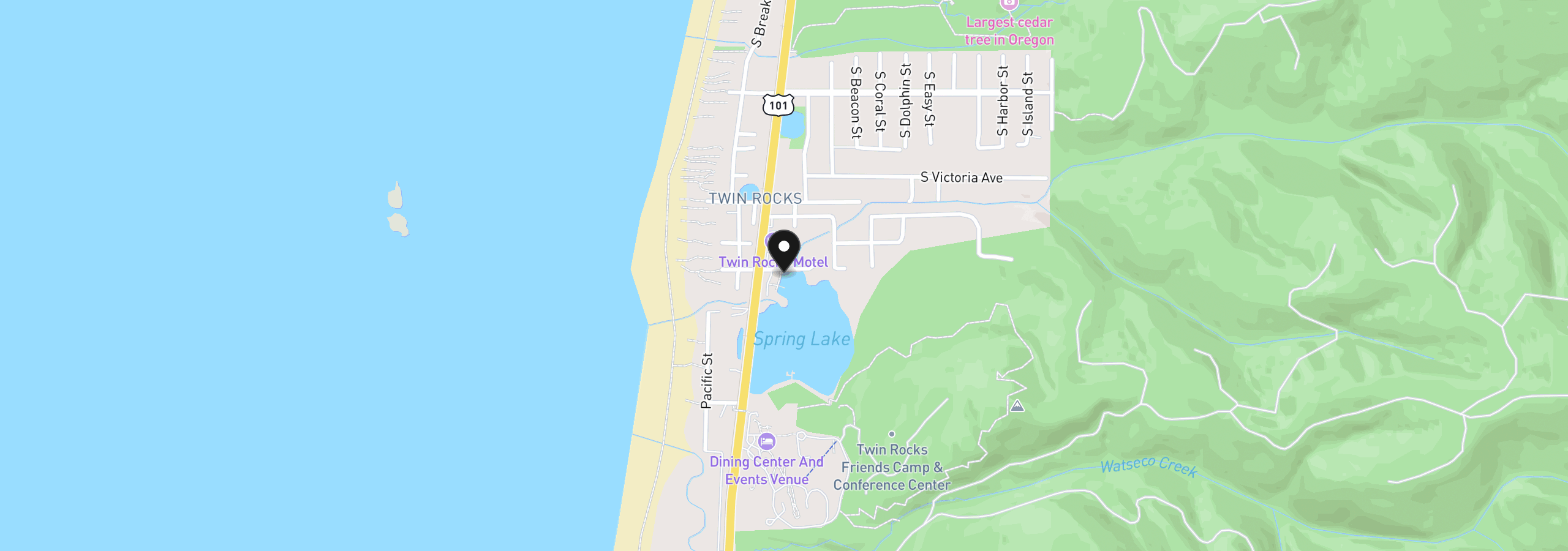 Map showing the location of 1600 Pansy Ct, Rockaway Beach, OR 97136