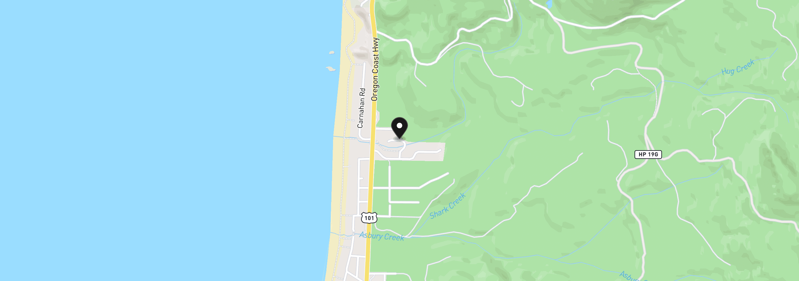 Map showing the location of Big Cedar Dr, Arch Cape, OR 97102