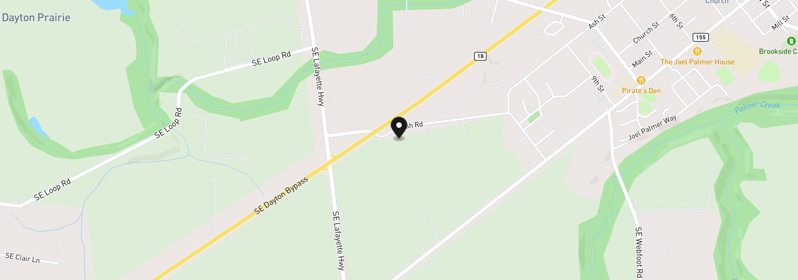 Map showing the location of 13400 SE Ash Rd, Dayton, OR 97114