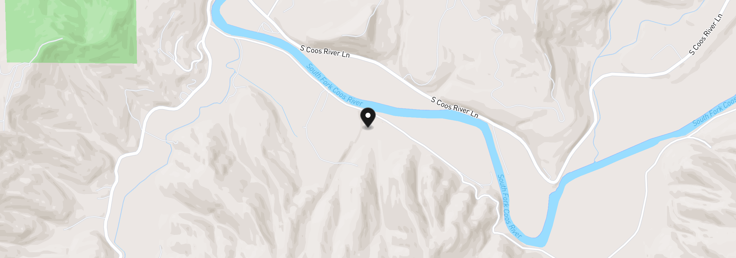 Map showing the location of 00 Stian Smith Rd 606, Coos Bay, OR 97420