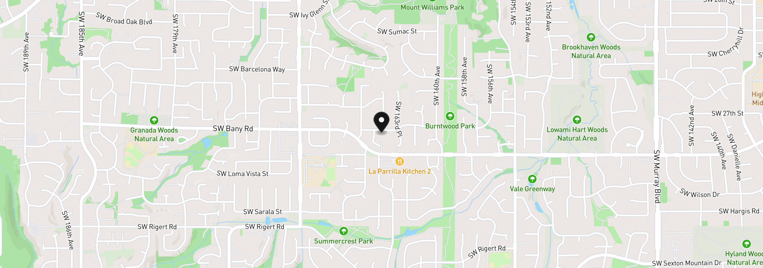 Map showing the location of 16430 SW Melinda St, Beaverton, OR 97007