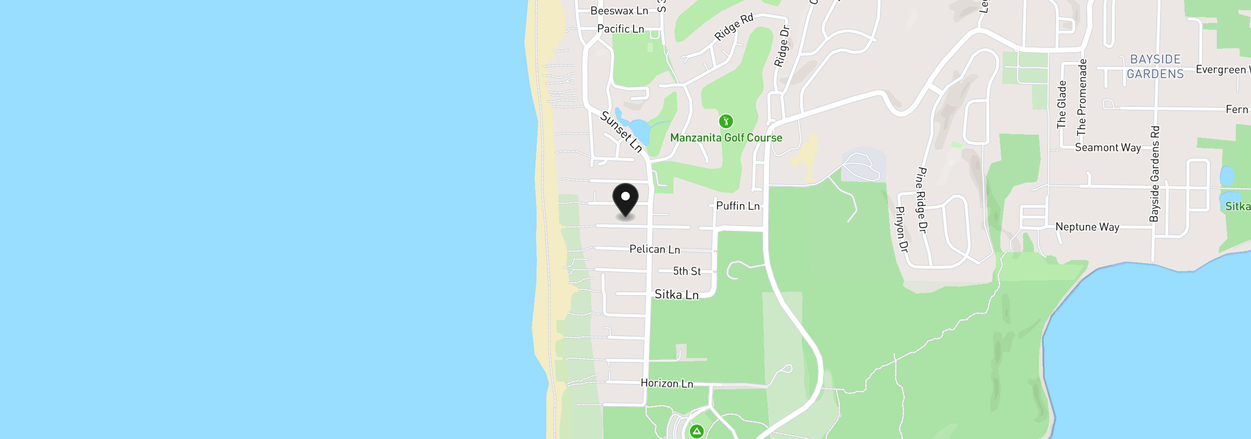 Map showing the location of 8900 Sandpiper Ln, Manzanita, OR 97130
