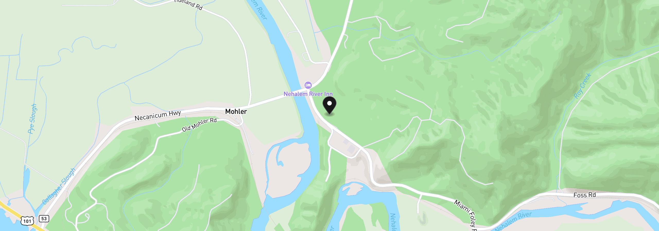 Map showing the location of Miami Foley Rd, Nehalem, OR 97131