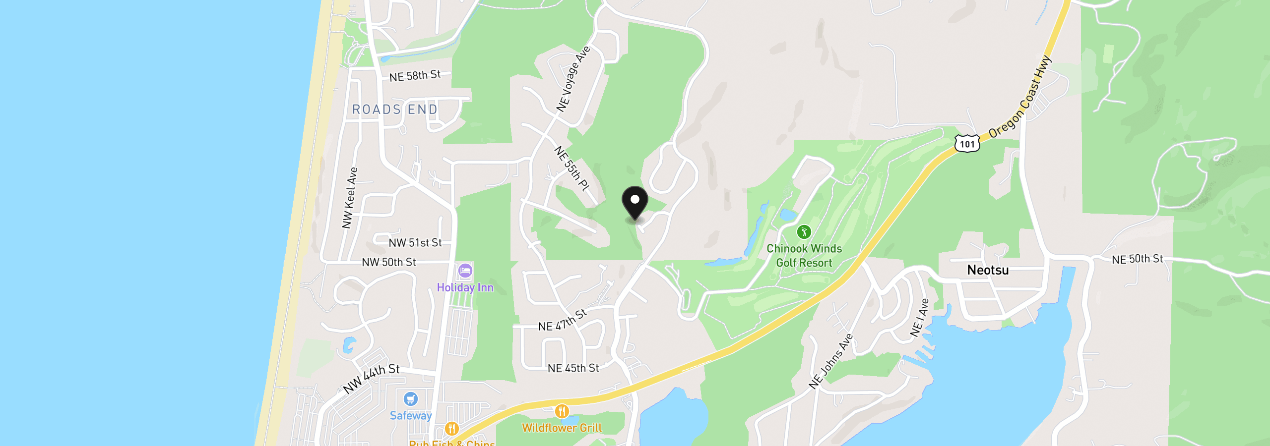 Map showing the location of 3061 NE Cascara Ct, Lincoln City, OR 97367