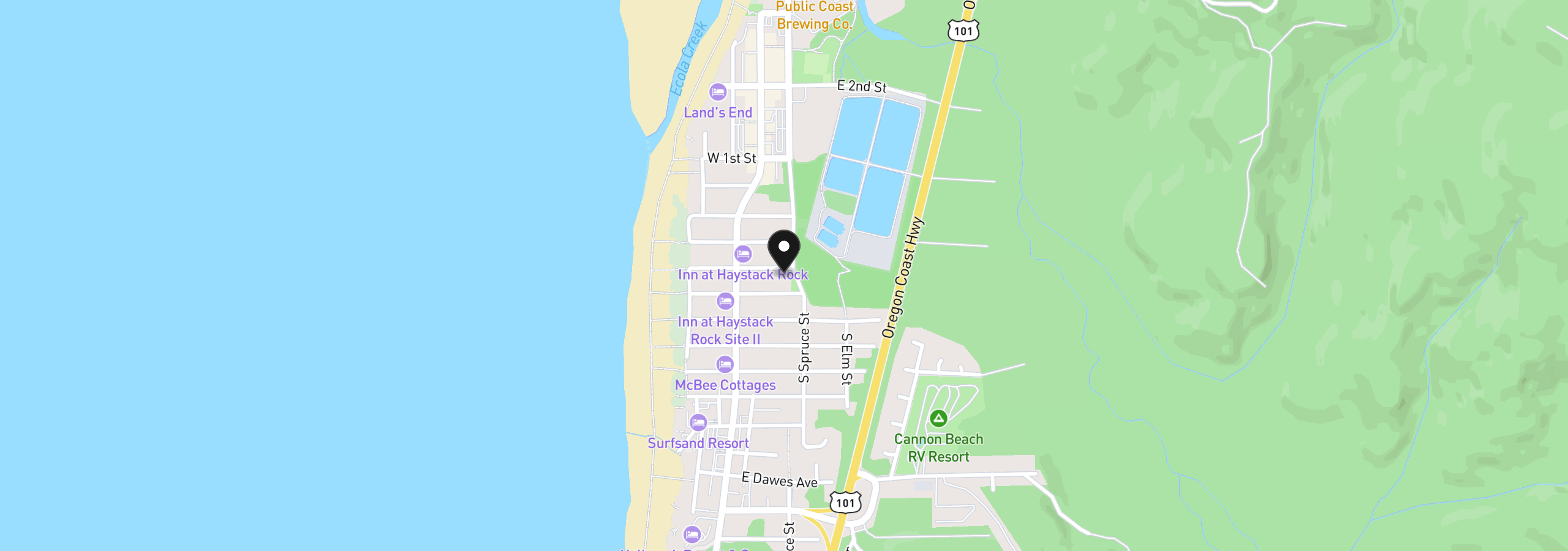Map showing the location of 187 E Jefferson St, Cannon Beach, OR 97110