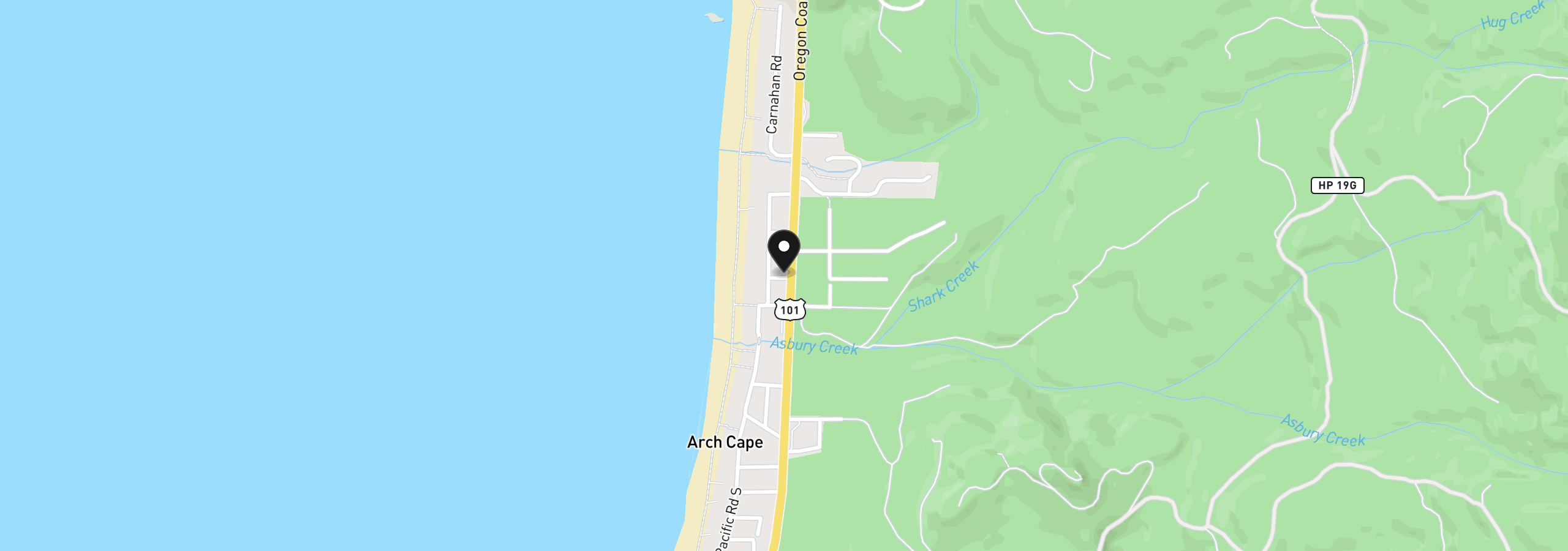 Map showing the location of 31983 Cedar Ln, Arch Cape, OR 97102