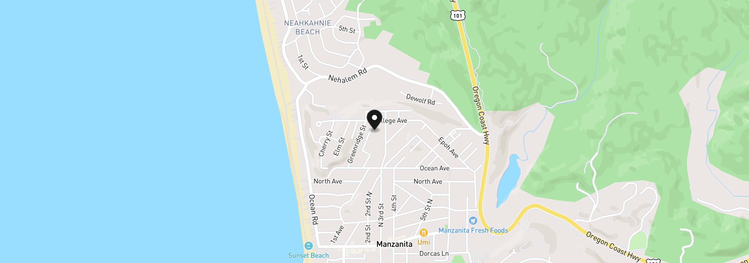 Map showing the location of 880 Hemlock St, Manzanita, OR 97130