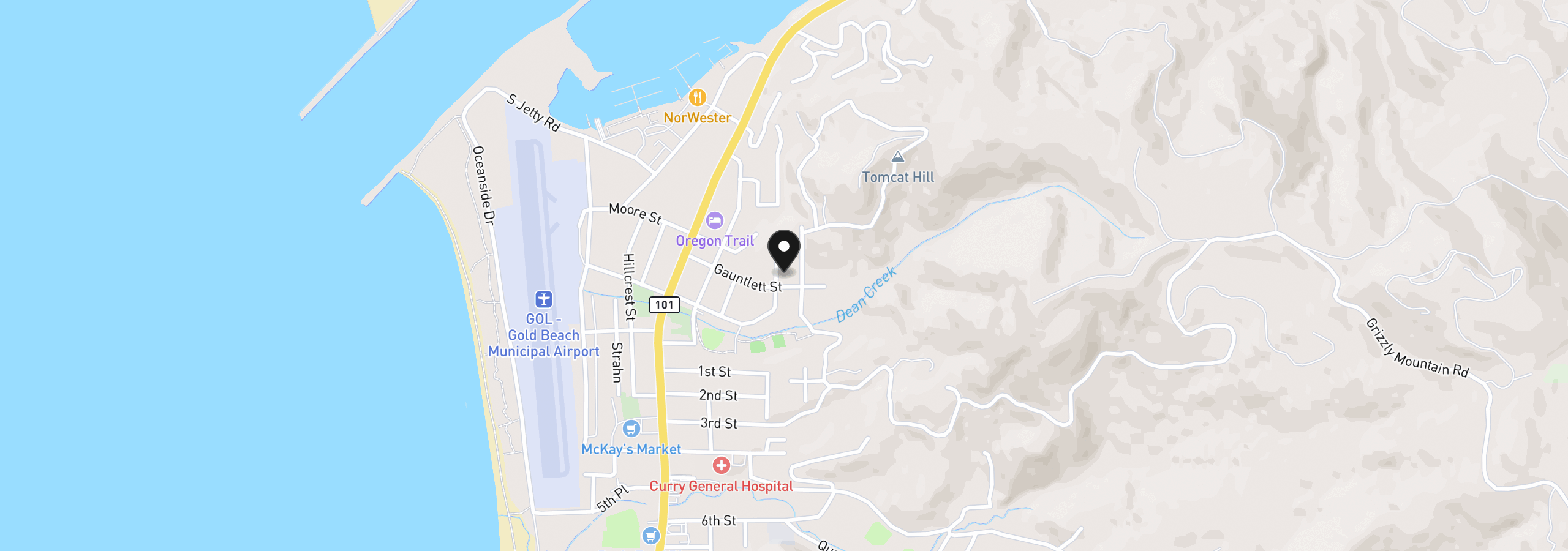 Map showing the location of 29785 Turner St, Gold Beach, OR 97444