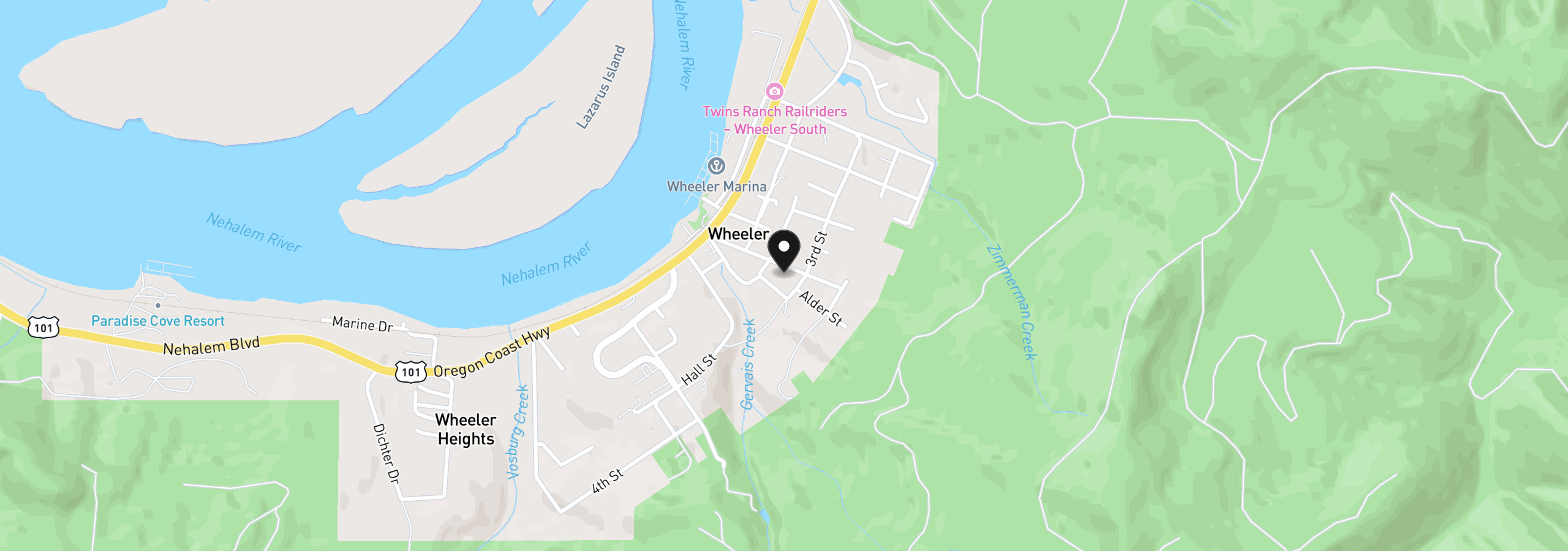 Map showing the location of Gregory St 200, Wheeler, OR 97147