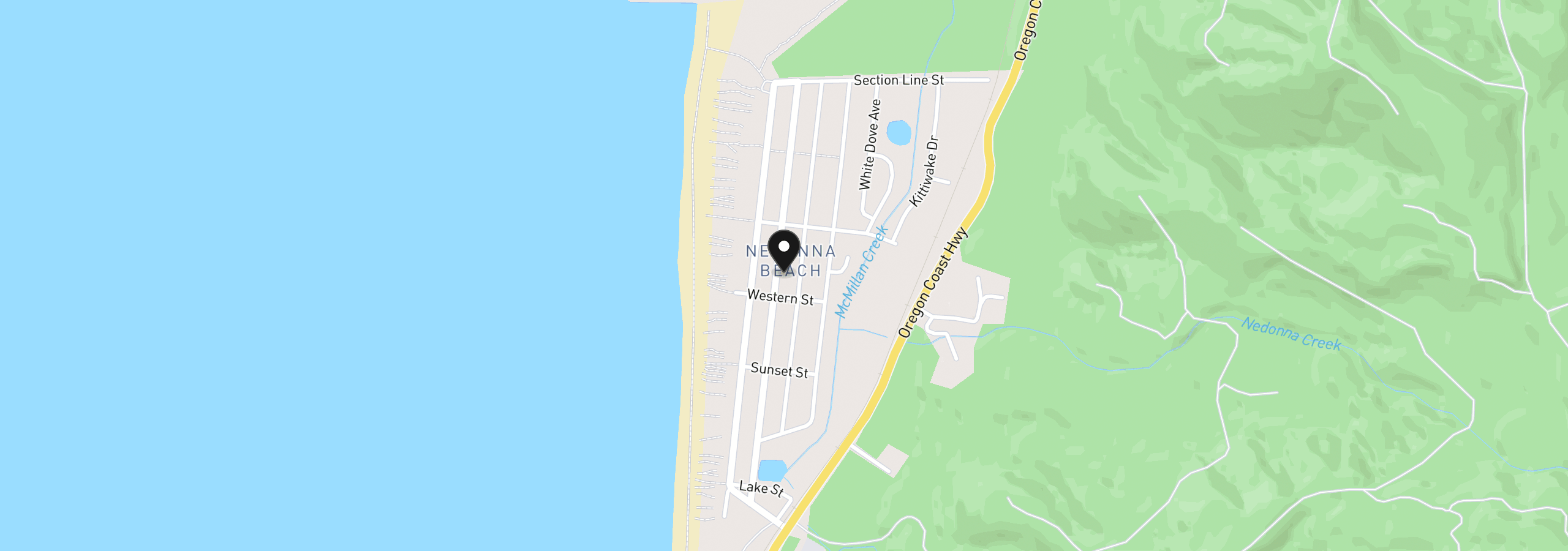 Map showing the location of 26255 Nedonna Ave, Rockaway Beach, OR 97136