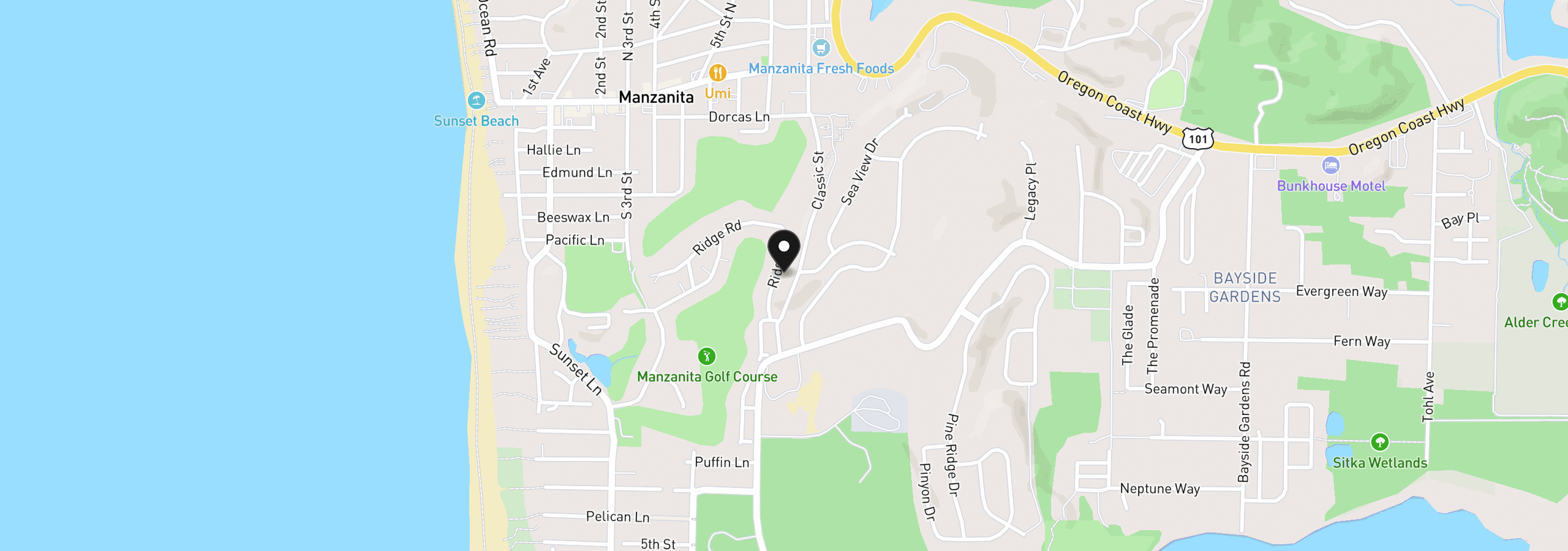 Map showing the location of 564 Ridge Dr, Manzanita, OR 97130