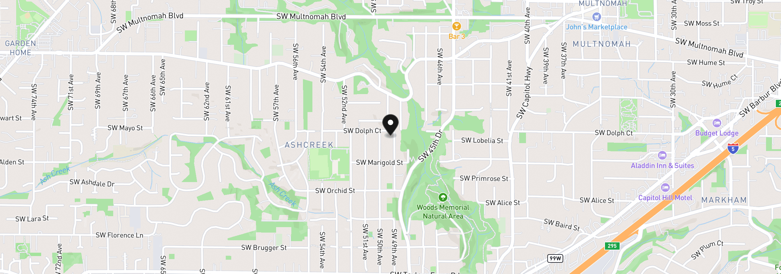 Map showing the location of 8817 SW 49th Ave, Portland, OR 97219