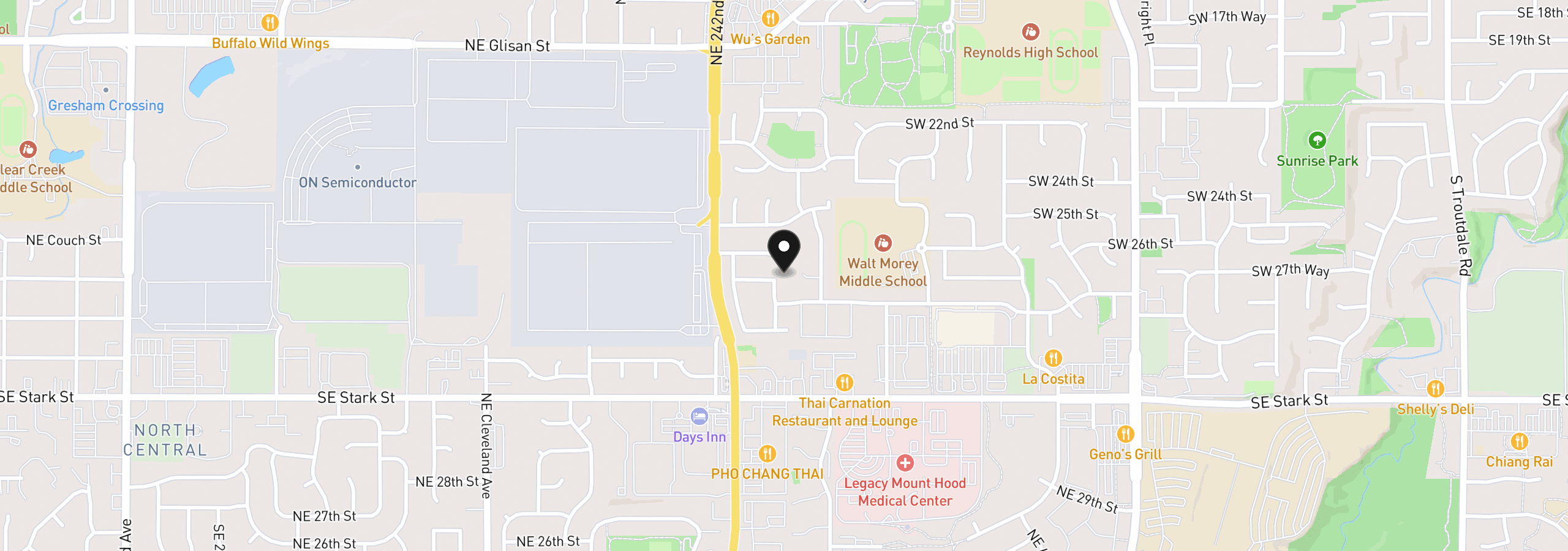 Map showing the location of 3500 NE Francis Ave, Gresham, OR 97030