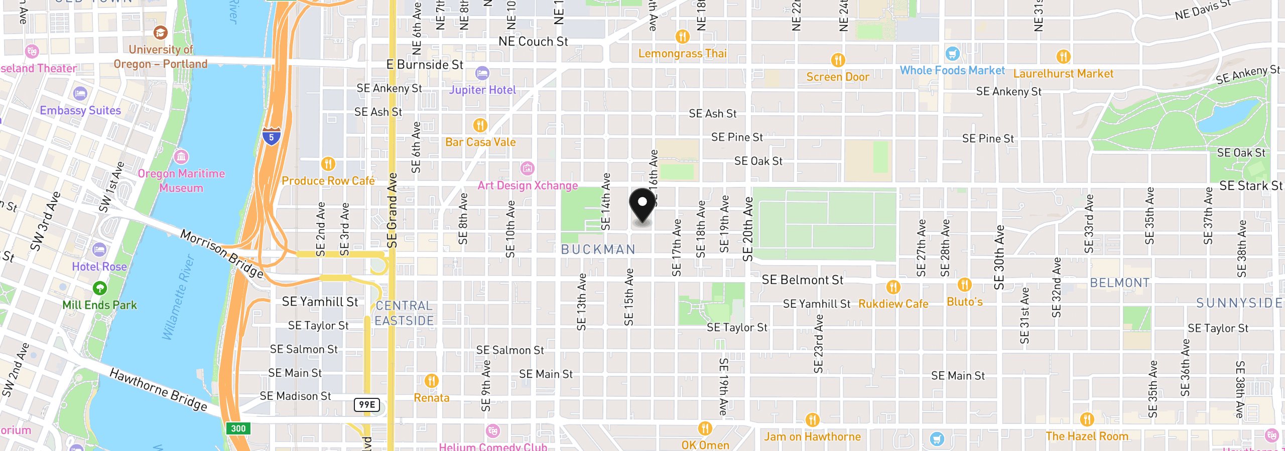 Map showing the location of 1533 SE Alder St, Portland, OR 97214