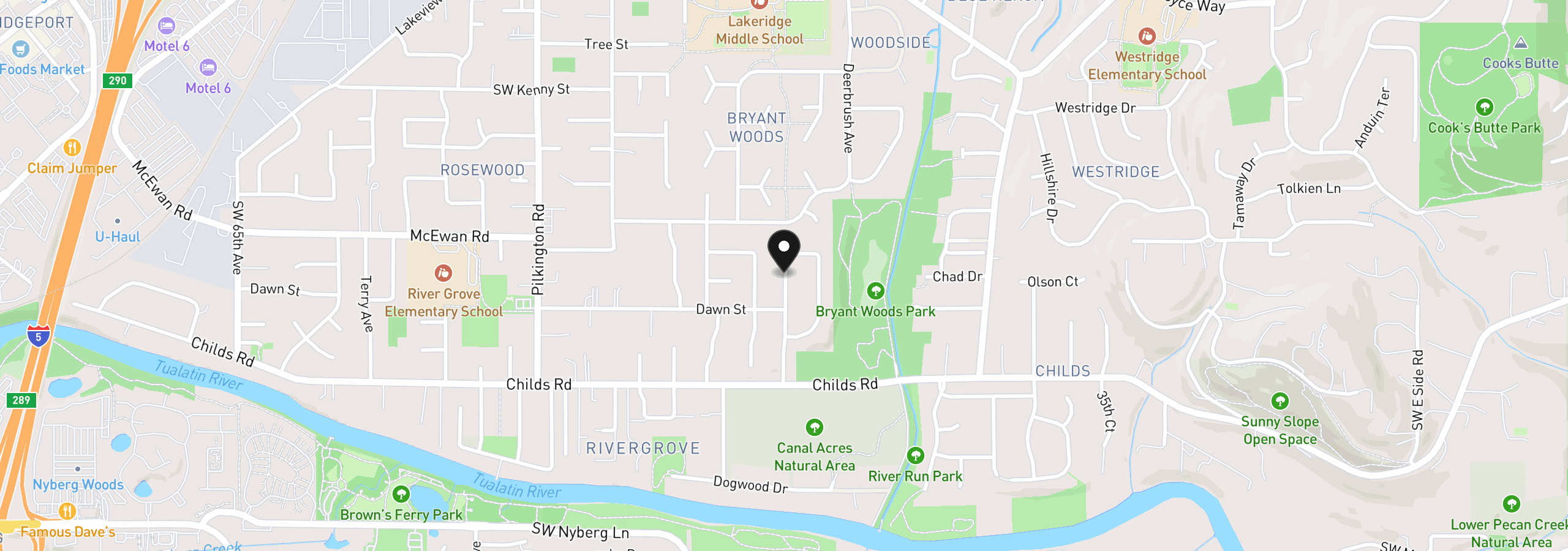 Map showing the location of 18861 Indian Springs Cir, Lake Oswego, OR 97035