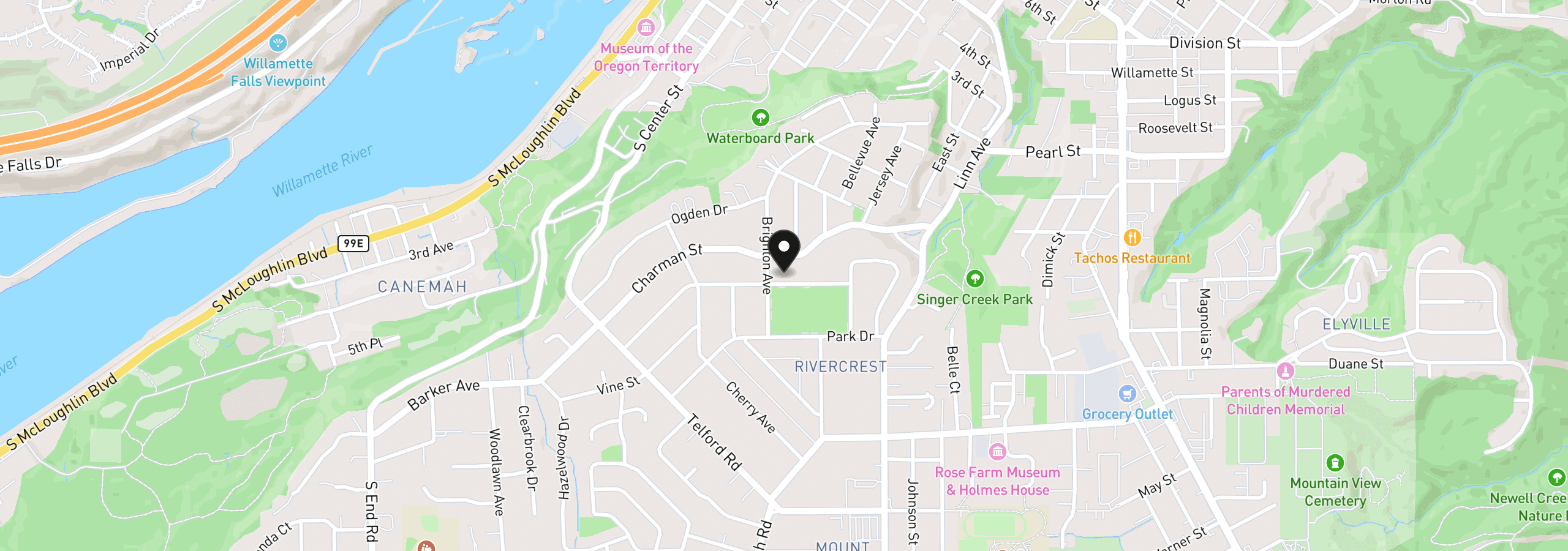 Map showing the location of 161 Barclay Ave, Oregon City, OR 97045