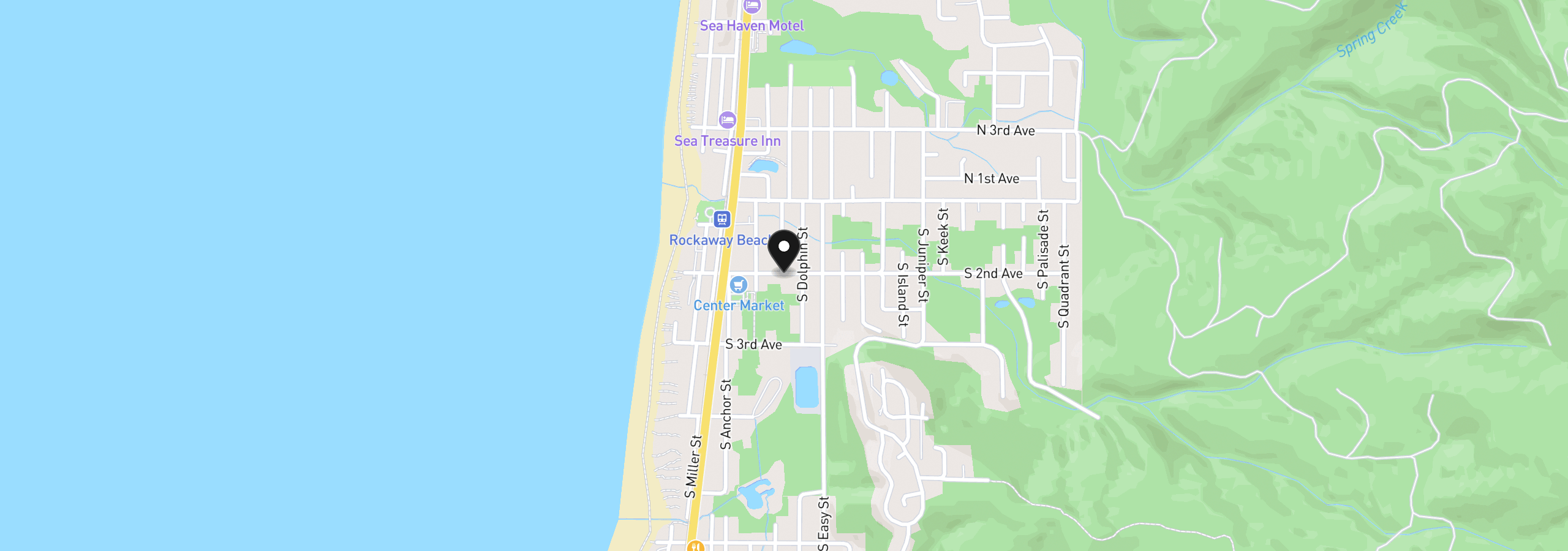 Map showing the location of 502 S 2nd Ave, Rockaway Beach, OR 97136