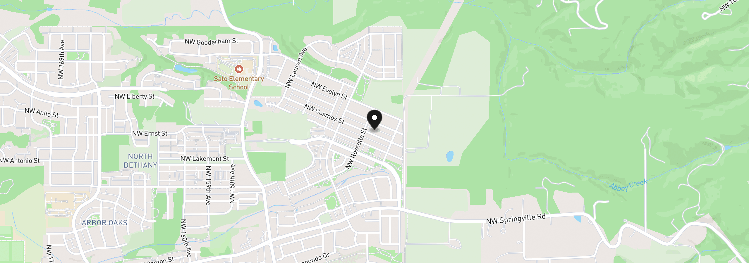Map showing the location of 14741 NW Cosmos St, Portland, OR 97229