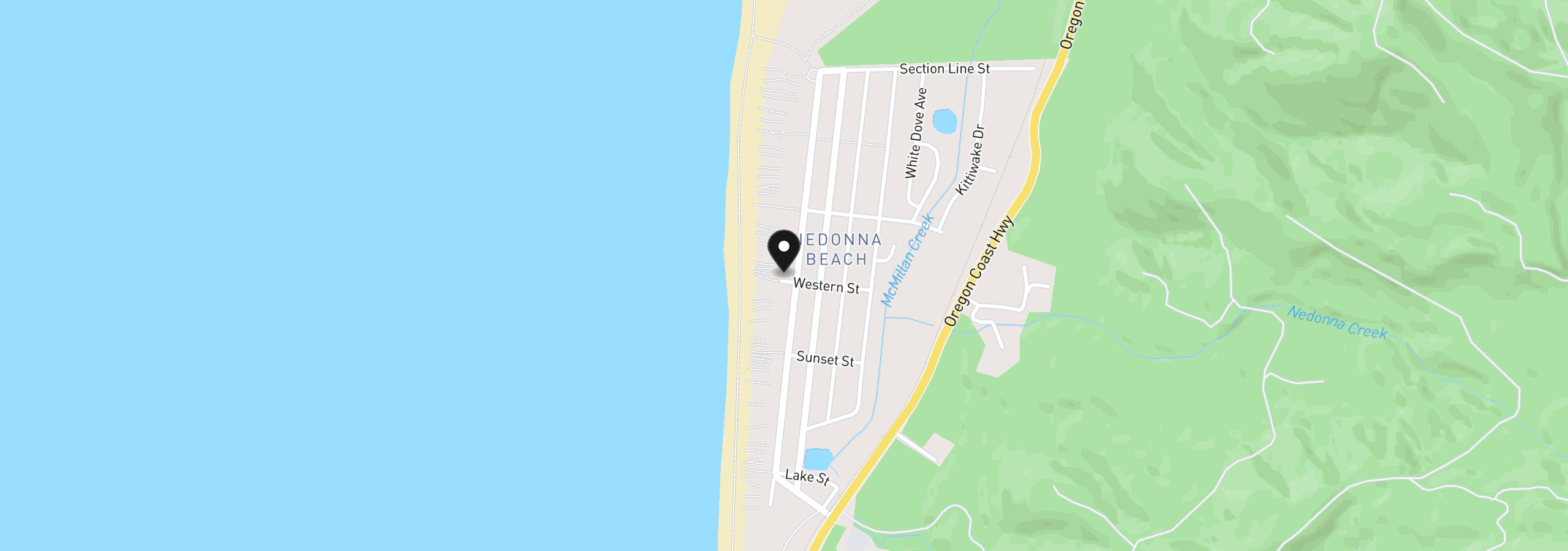 Map showing the location of 26210 Beach Dr, Rockaway Beach, OR 97136