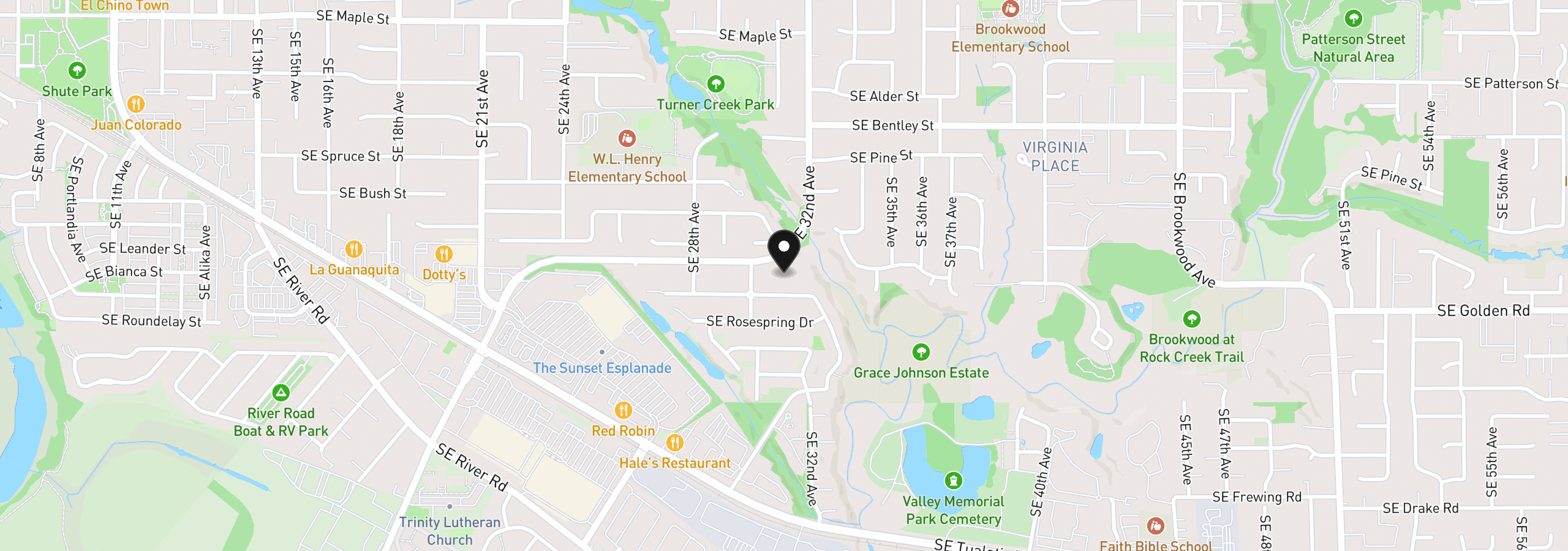 Map showing the location of 3118 SE Willow Dr, Hillsboro, OR 97123