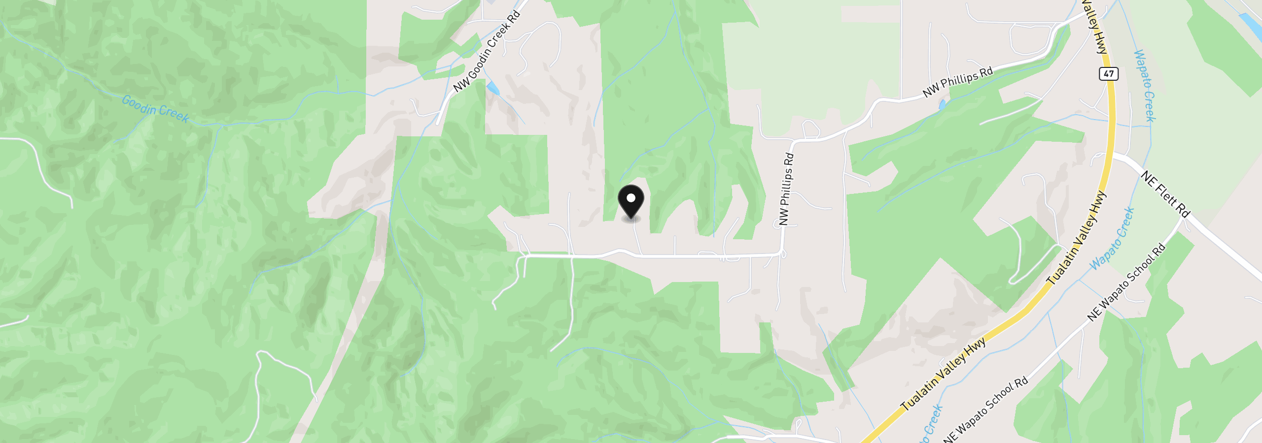 Map showing the location of 2840 NW Phillips Rd, Gaston, OR 97119