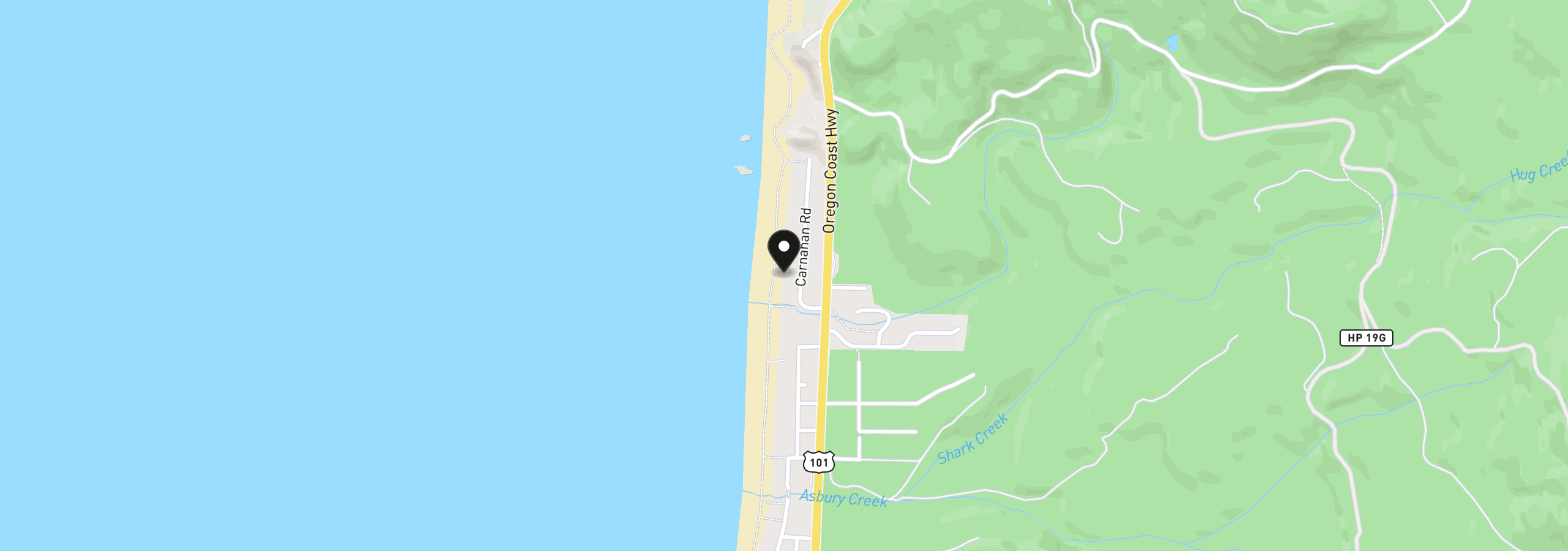Map showing the location of 80416 Carnahan Rd, Arch Cape, OR 97102