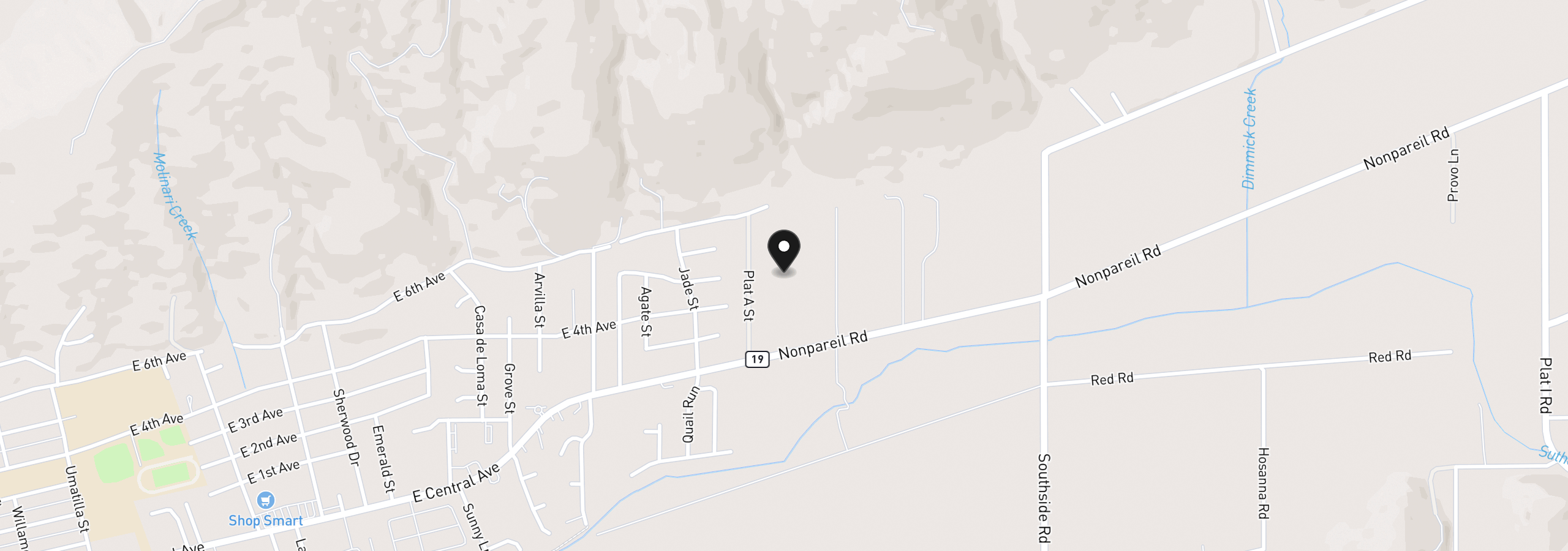 Map showing the location of 1971 E Sixth Ave, Sutherlin, OR 97479