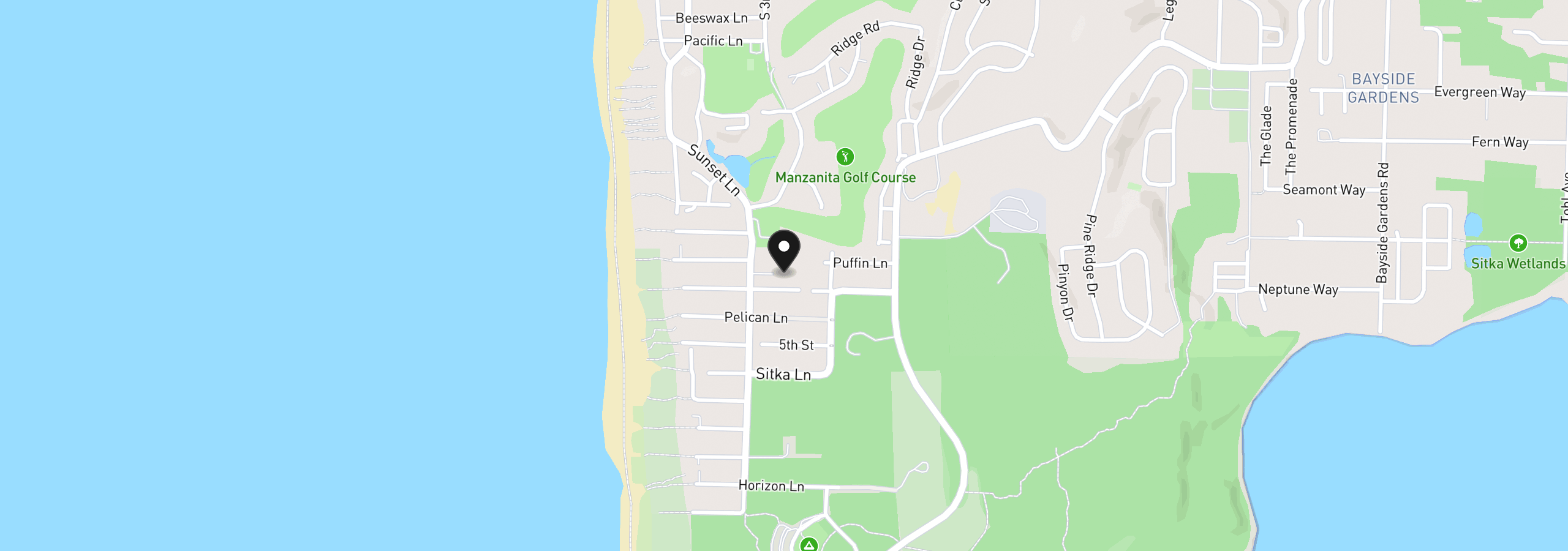 Map showing the location of Puffin Ln 9, Manzanita, OR 97130