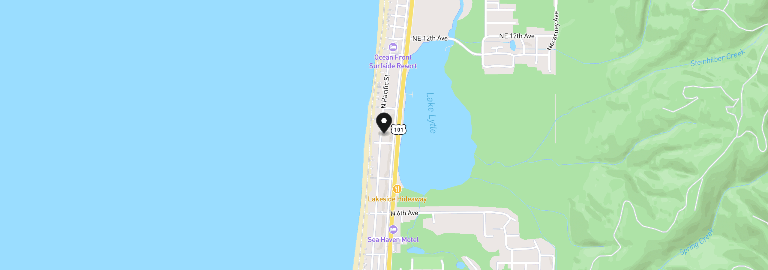 Map showing the location of 822 N Pacific, Rockaway Beach, OR 97136