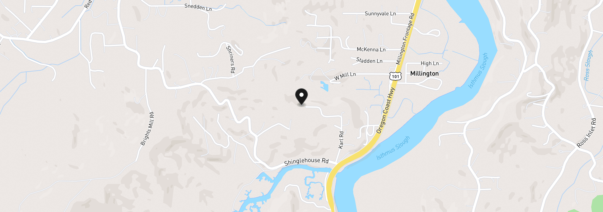 Map showing the location of 93505 Patterson Ln, Coos Bay, OR 97420