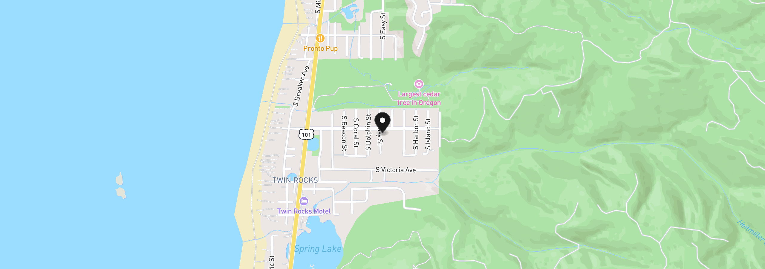 Map showing the location of Easy St Lot 2, Rockaway Beach, OR 97136