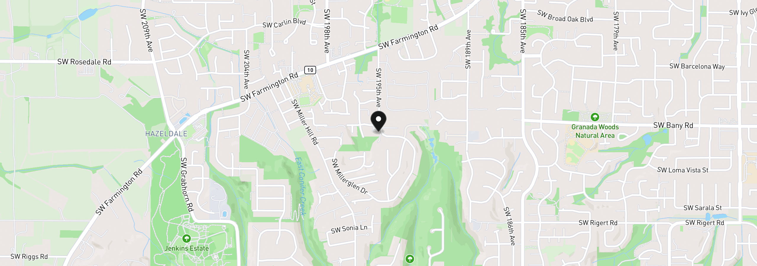 Map showing the location of 7372 SW 196th Pl, Beaverton, OR 97007