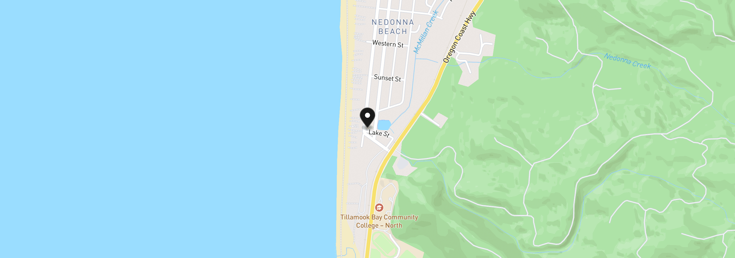 Map showing the location of 25715 Beach Dr, Rockaway Beach, OR 97136