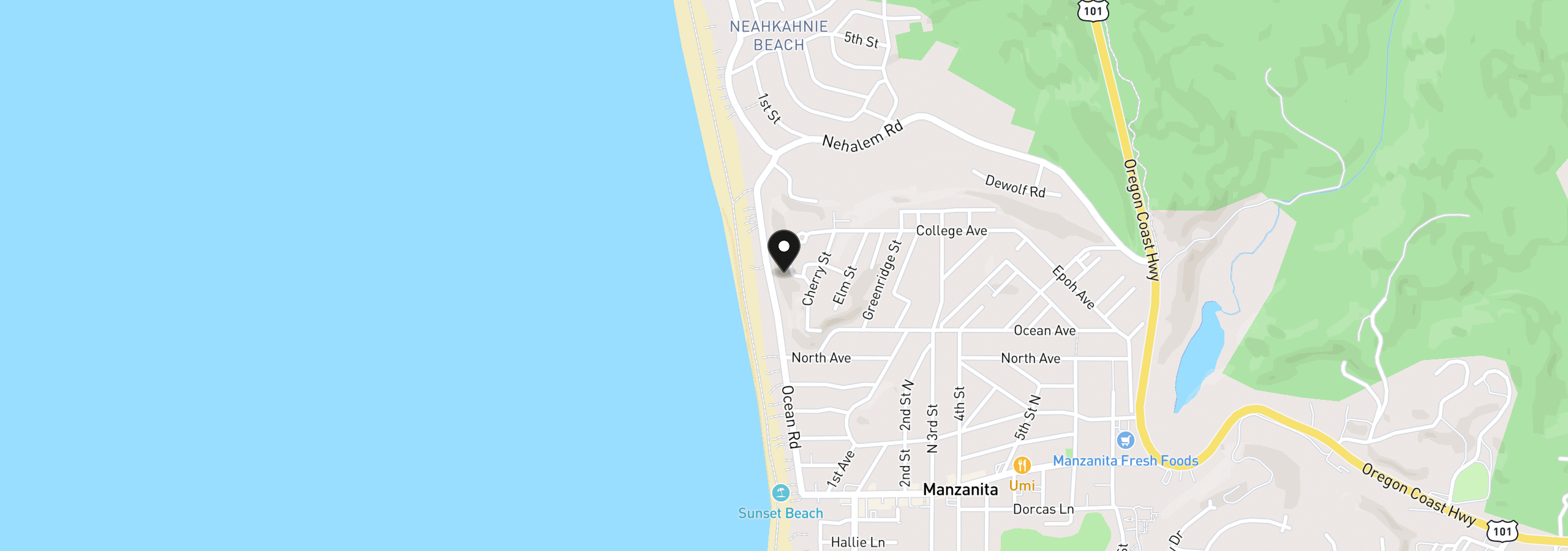 Map showing the location of 821 Cherry Ln, Manzanita, OR 97130