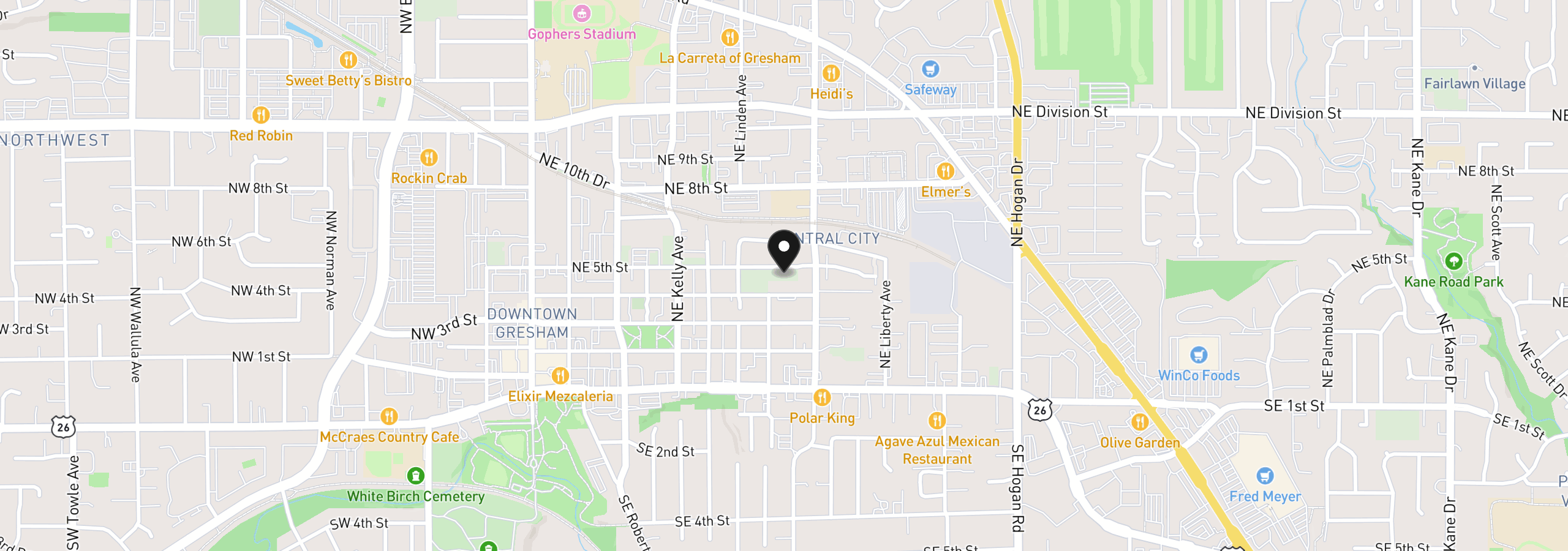 Map showing the location of NE 5th St, Gresham, OR 97030